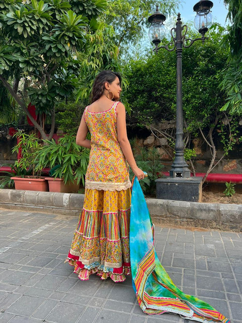 Yellow Hit Sharara Set