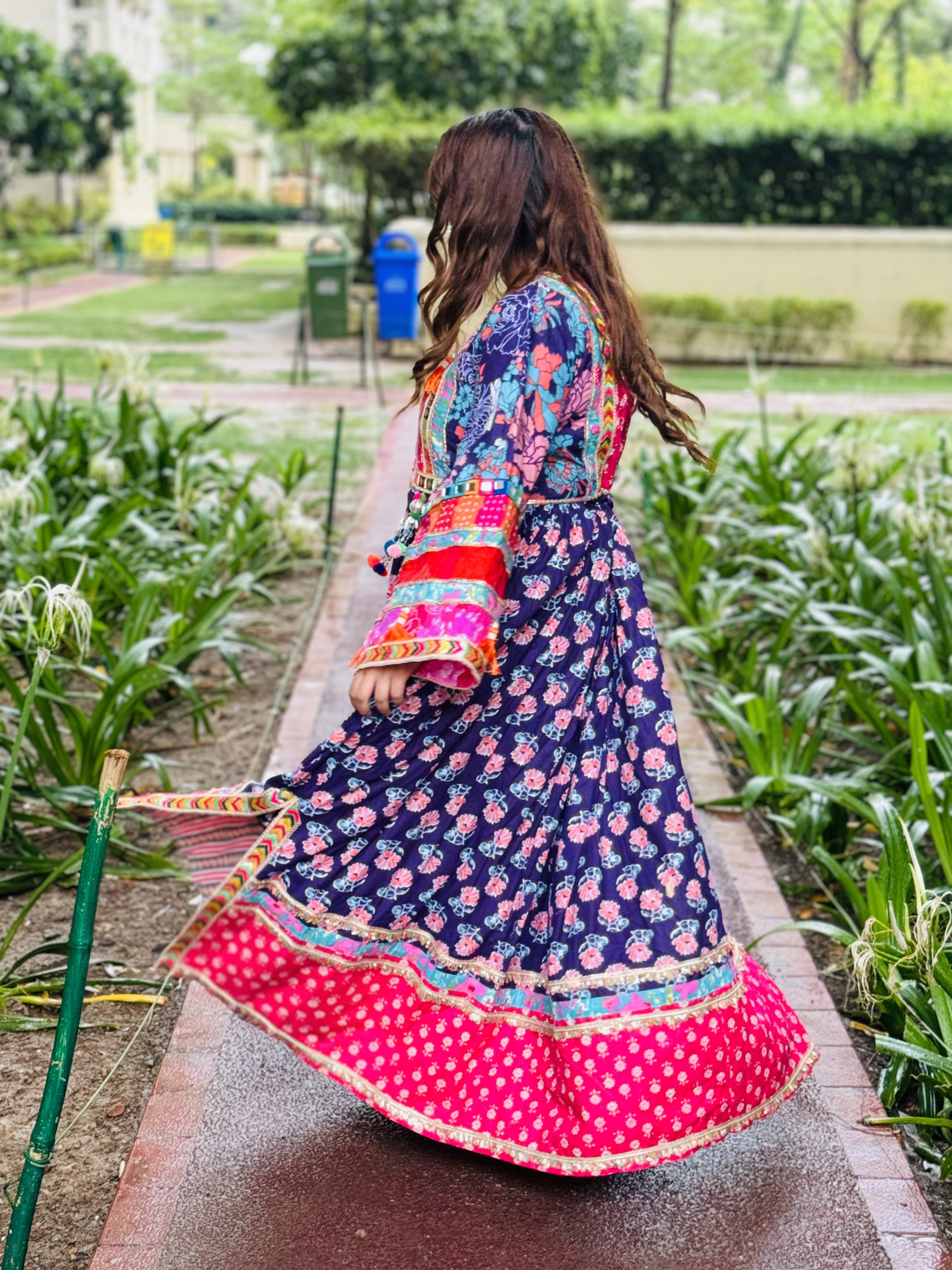 Boho Purple Pink Anarkali Kurti