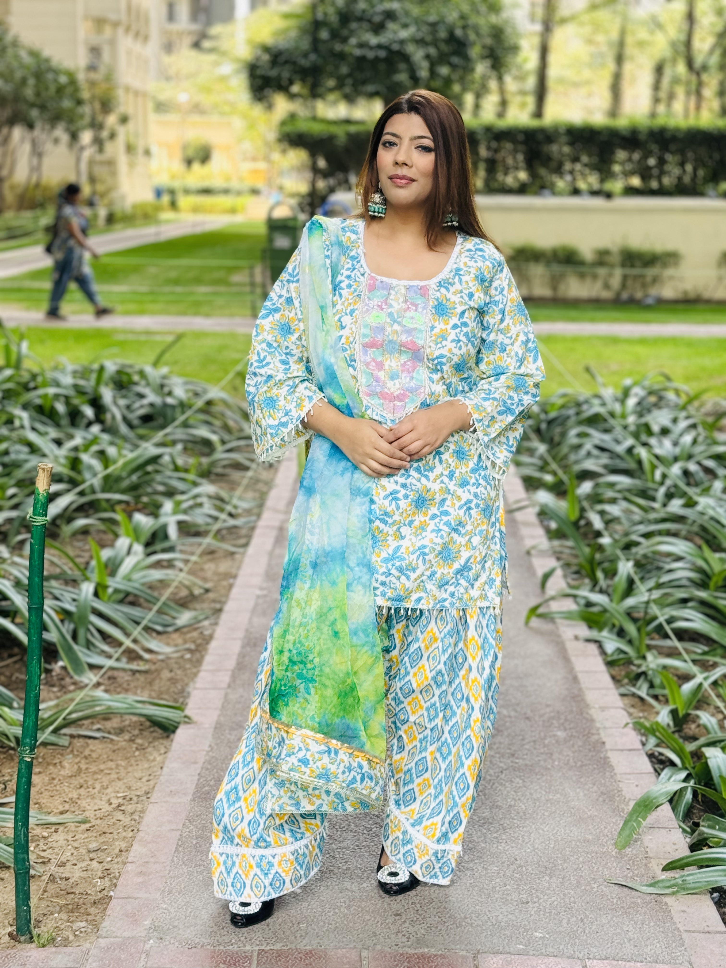 Blue Yellow Farshi Salwar