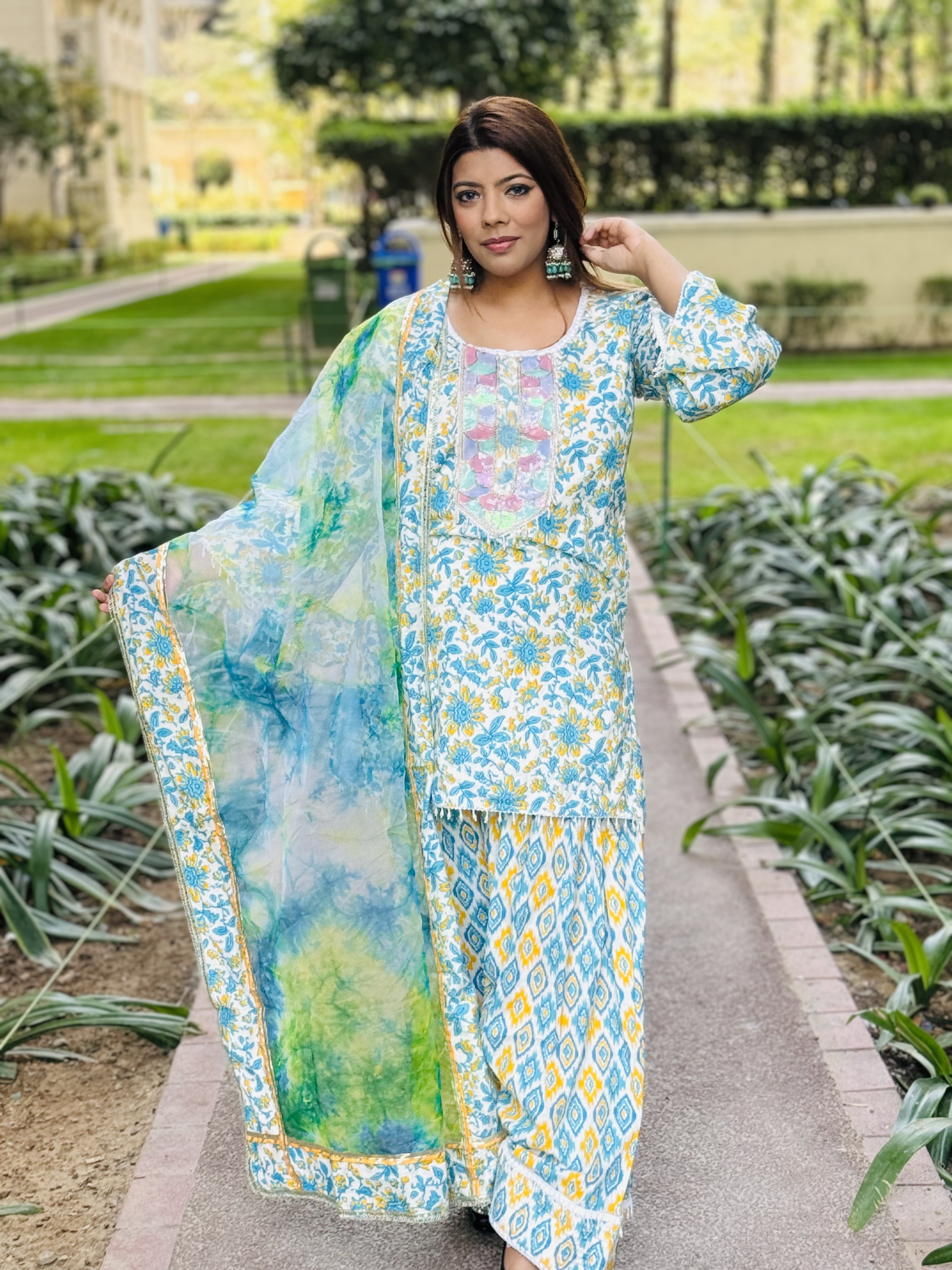 Blue Yellow Farshi Salwar