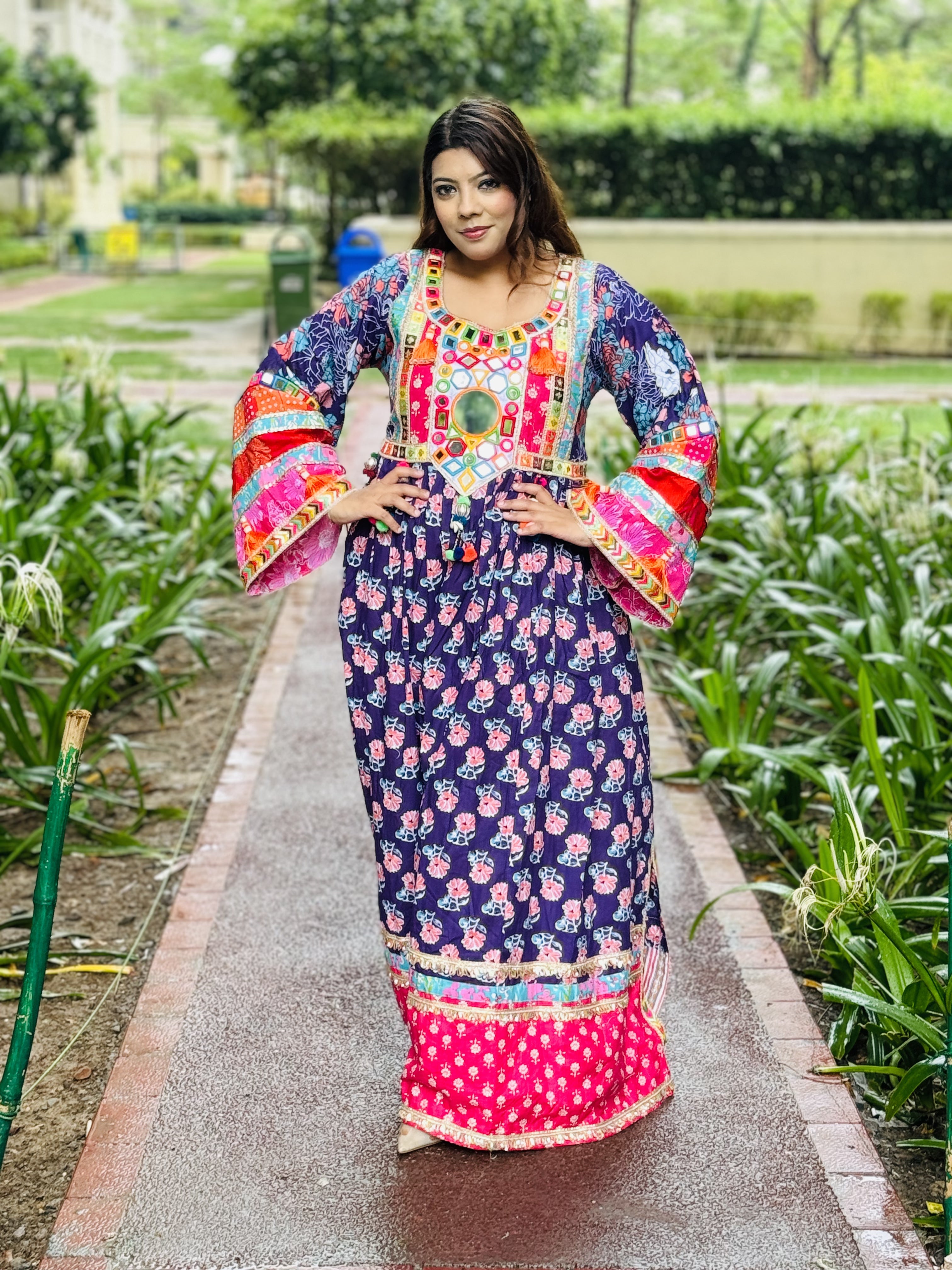 Boho Purple Pink Anarkali Kurti