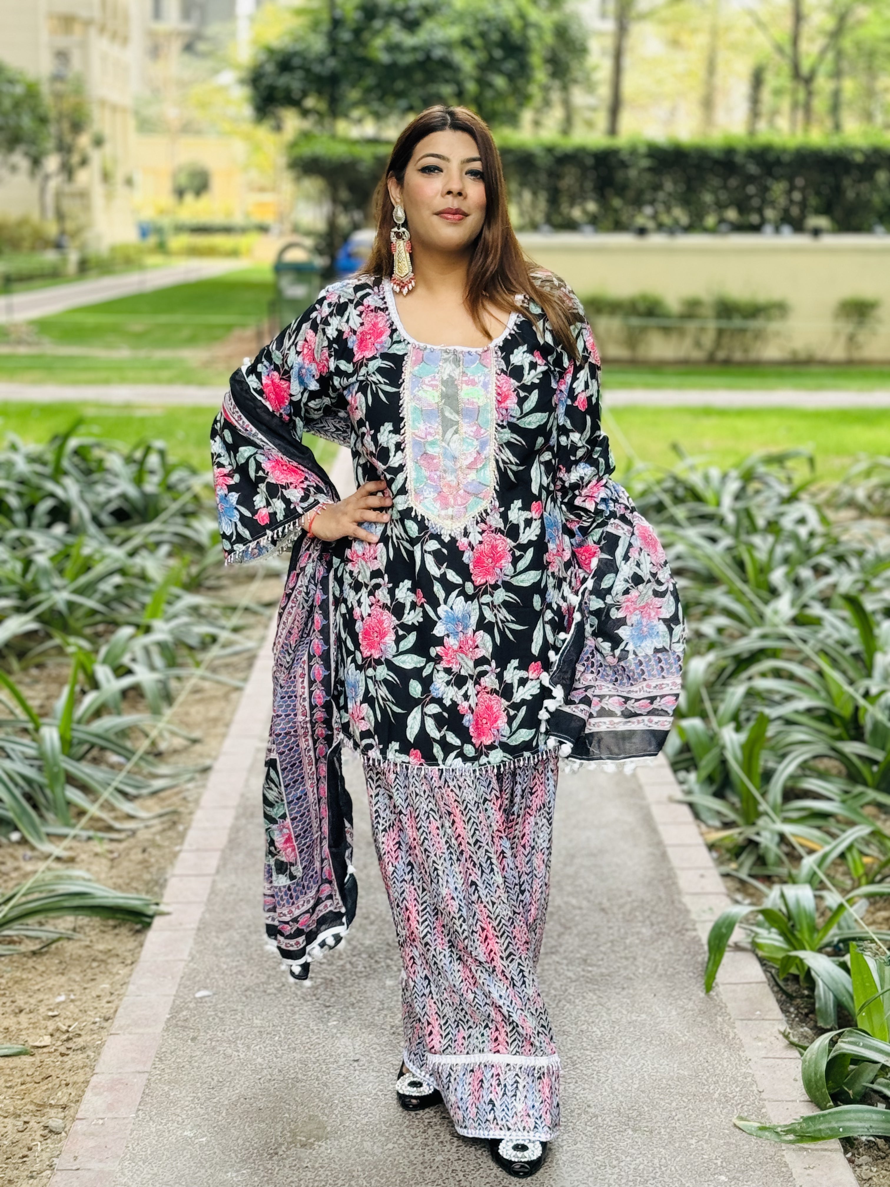 Black Floral Farshi Salwar