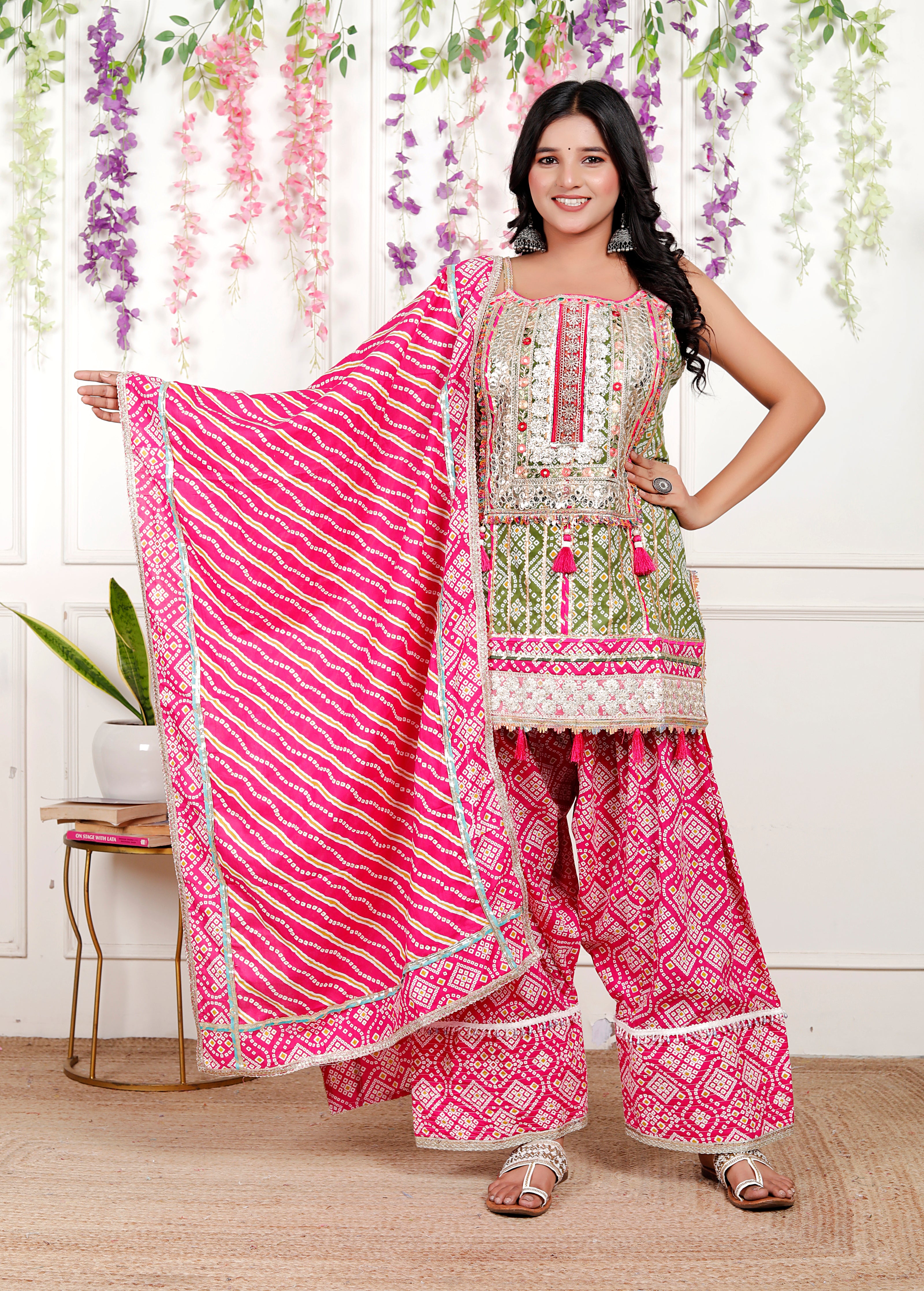 Pink Green Farshi Salwar