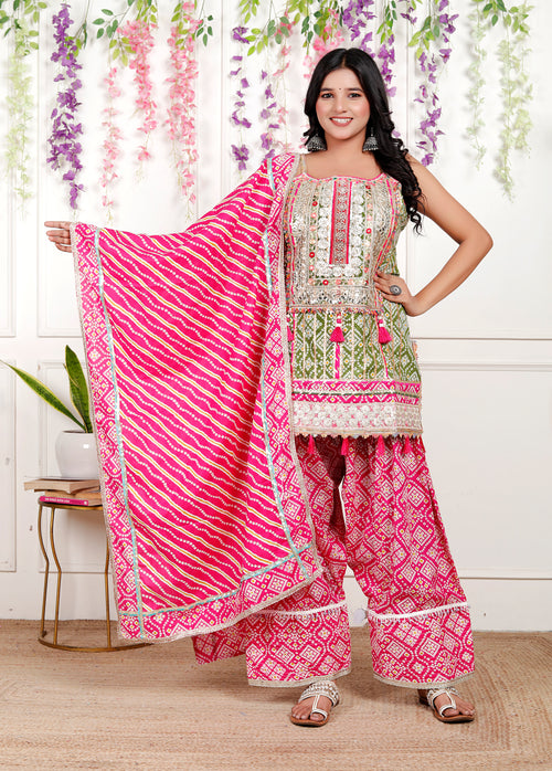 Pink Green Farshi Salwar