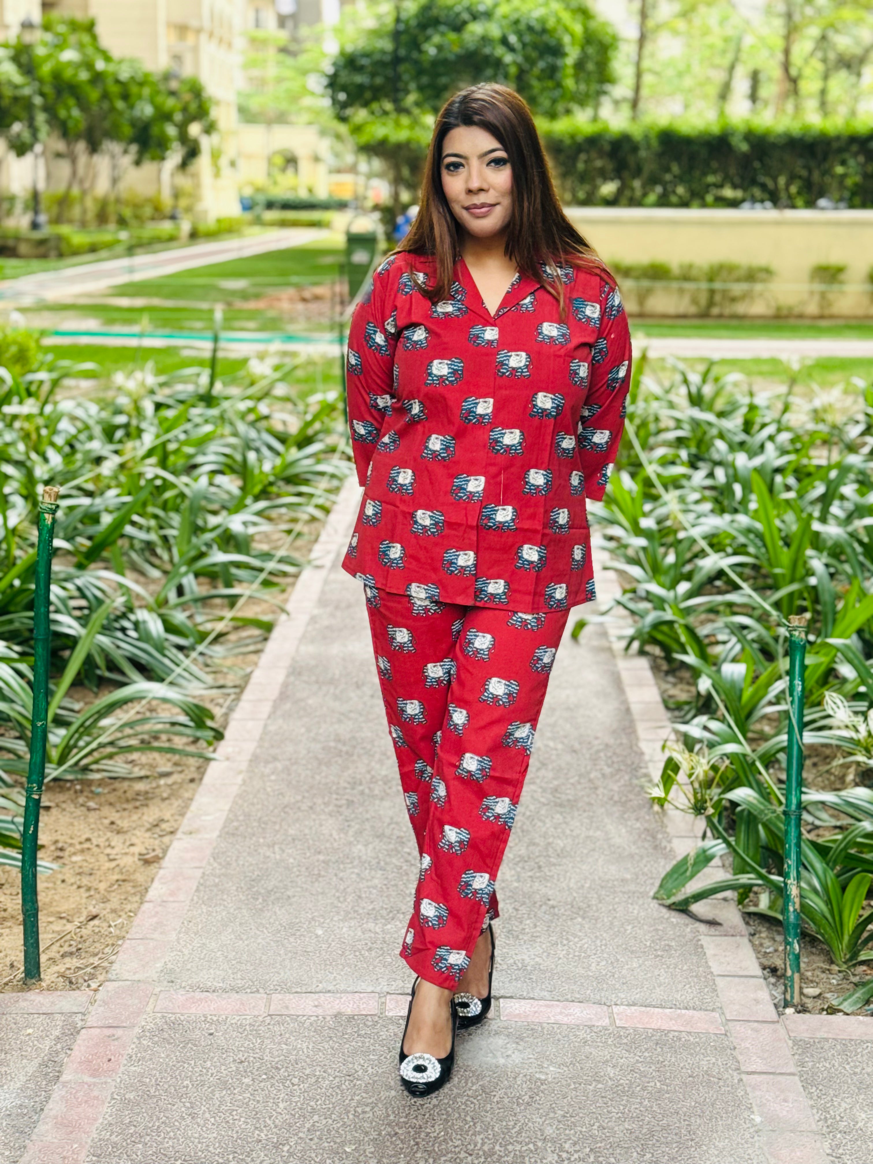 Maroon Elephant Print