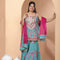 Teal Blue Sharara Set