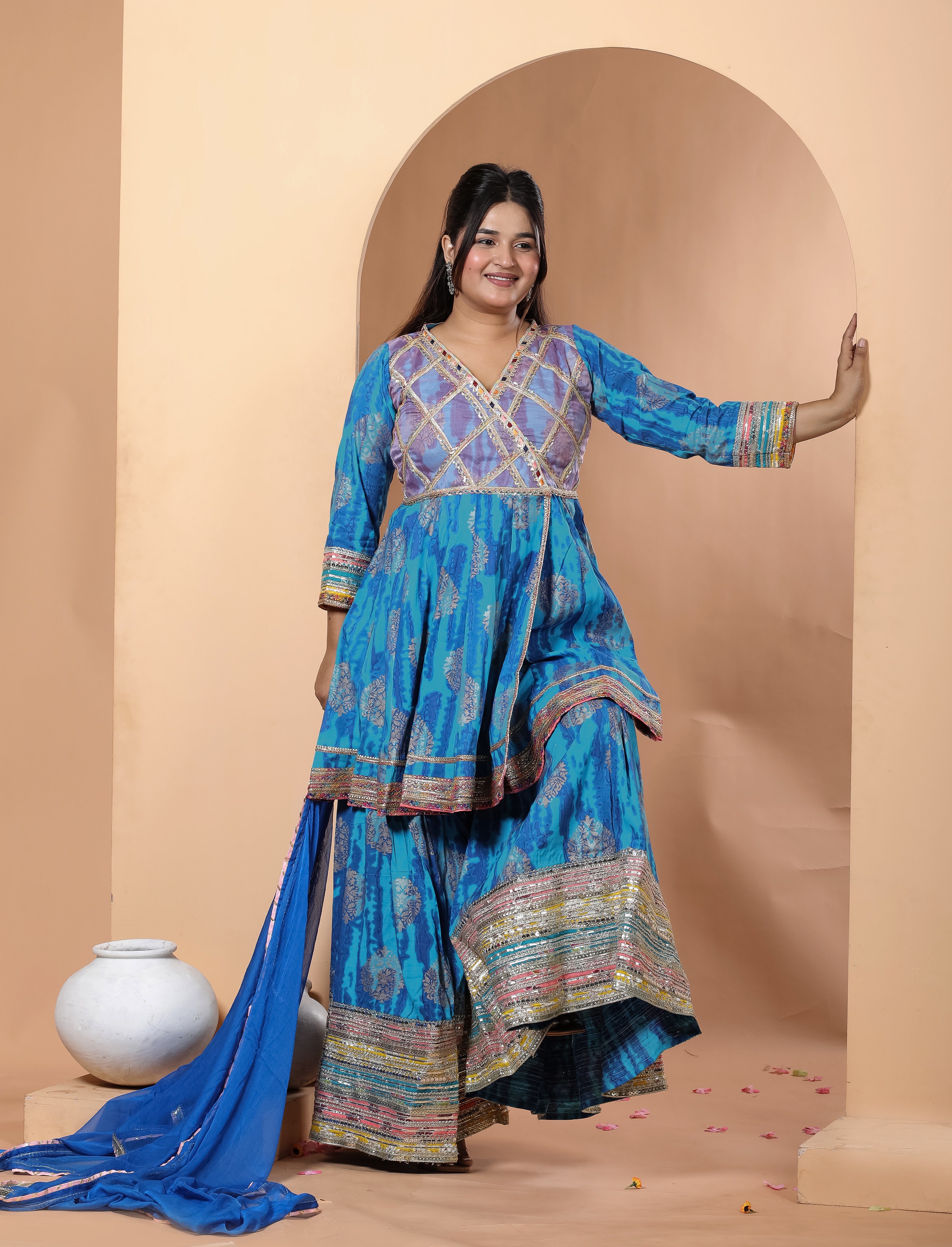 Brillant Blue Peplum Sharara