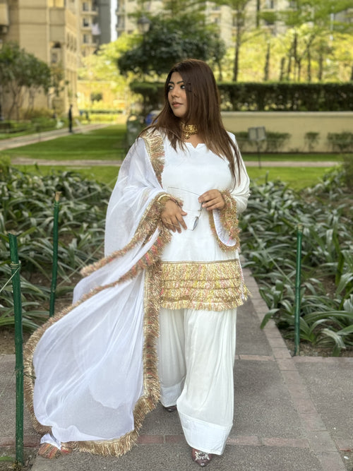 White Tassles Farshi Salwar