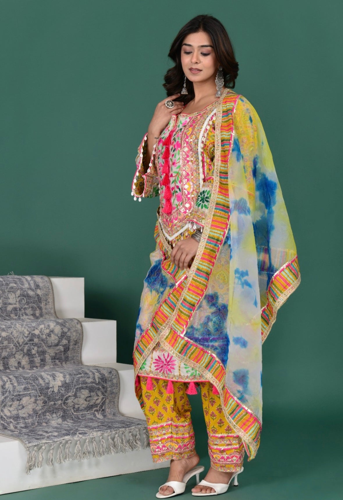 Yellow Floral Straight Suit