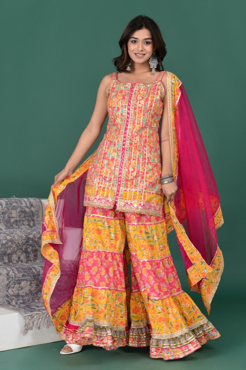 Mango Pink Sharara
